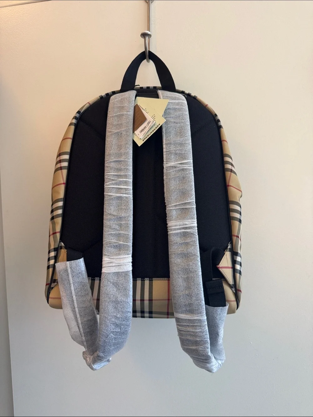 Unisex Burberry Plaid Backpack with Black Accents
